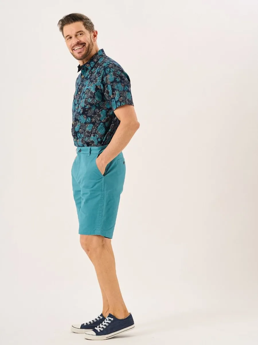 bright_teal_stretch_chino_5.webp Quba & Co Bright Teal Stretch Chino Shorts - Sandor Online