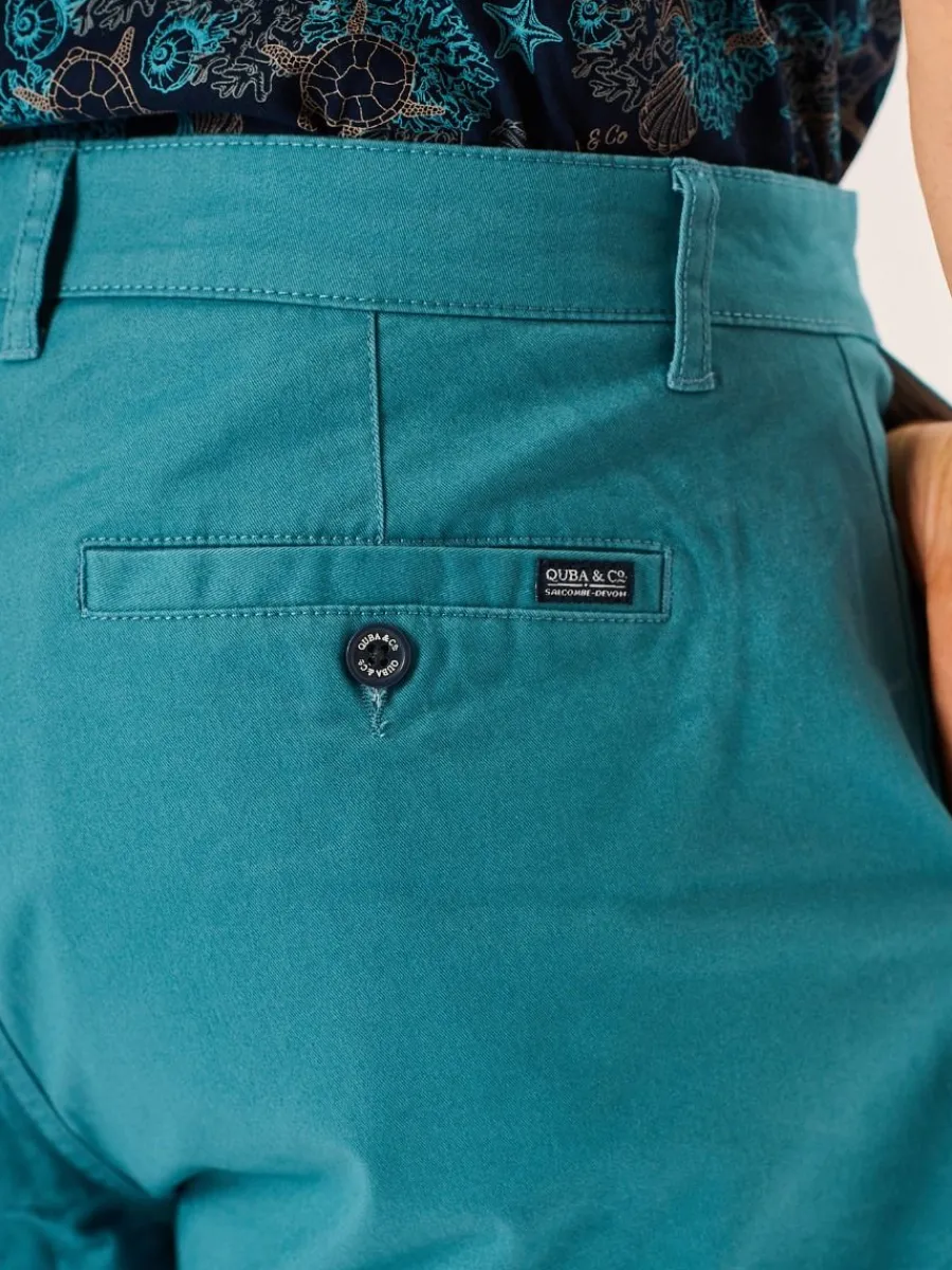 bright_teal_stretch_chino_8.webp Quba & Co Bright Teal Stretch Chino Shorts - Sandor Online
