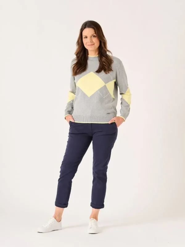 Quba & Co Caldew Argyle Grey and Yellow Jumper Sale