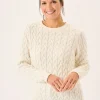 Quba & Co Clare Foam White Cotton Cable Knitted Jumper Sale