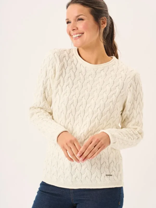 Quba & Co Clare Foam White Cotton Cable Knitted Jumper Sale