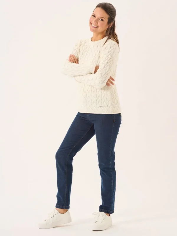 Quba & Co Clare Foam White Cotton Cable Knitted Jumper Sale