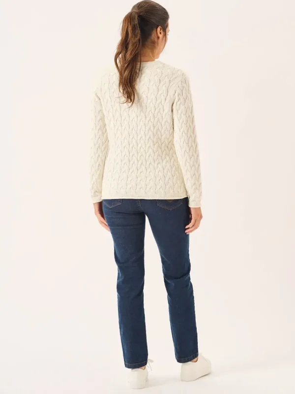 Quba & Co Clare Foam White Cotton Cable Knitted Jumper Sale