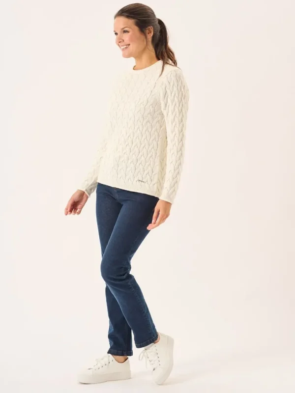 Quba & Co Clare Foam White Cotton Cable Knitted Jumper Sale