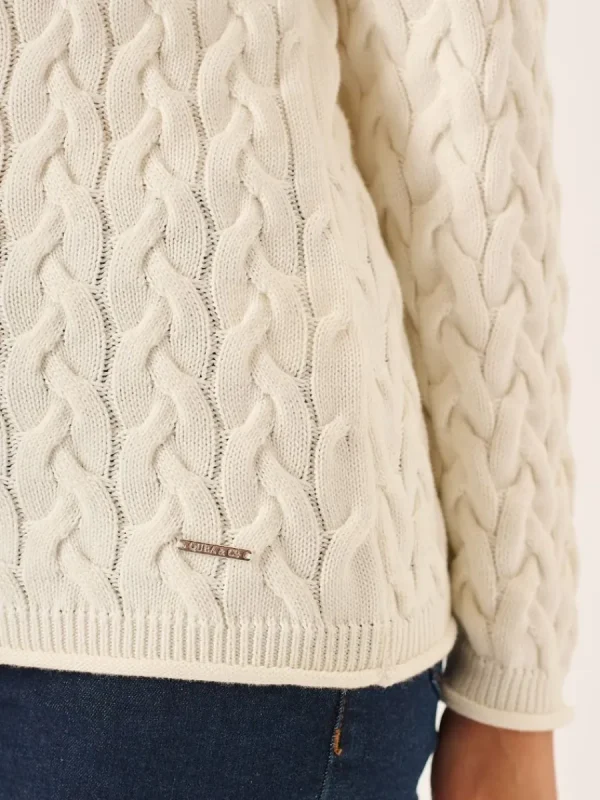Quba & Co Clare Foam White Cotton Cable Knitted Jumper Sale