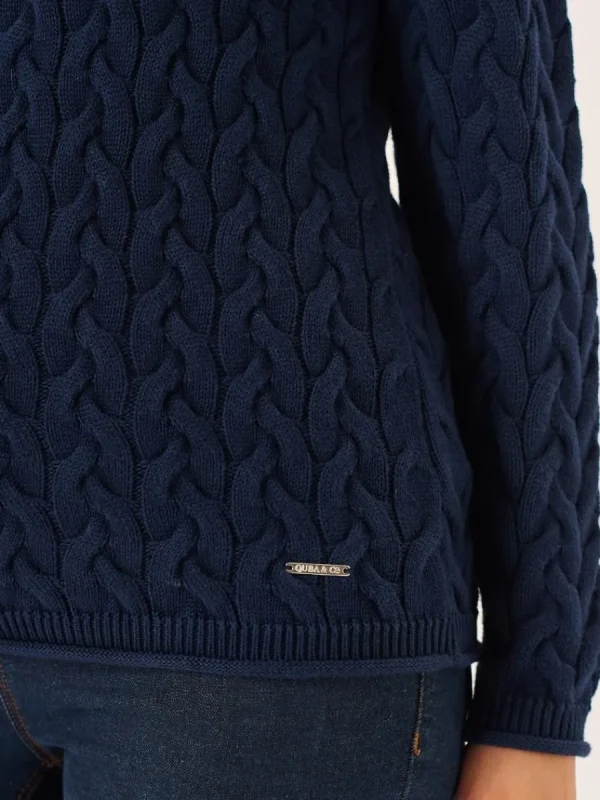 Quba & Co Clare Navy Cotton Cable Knitted Jumper New