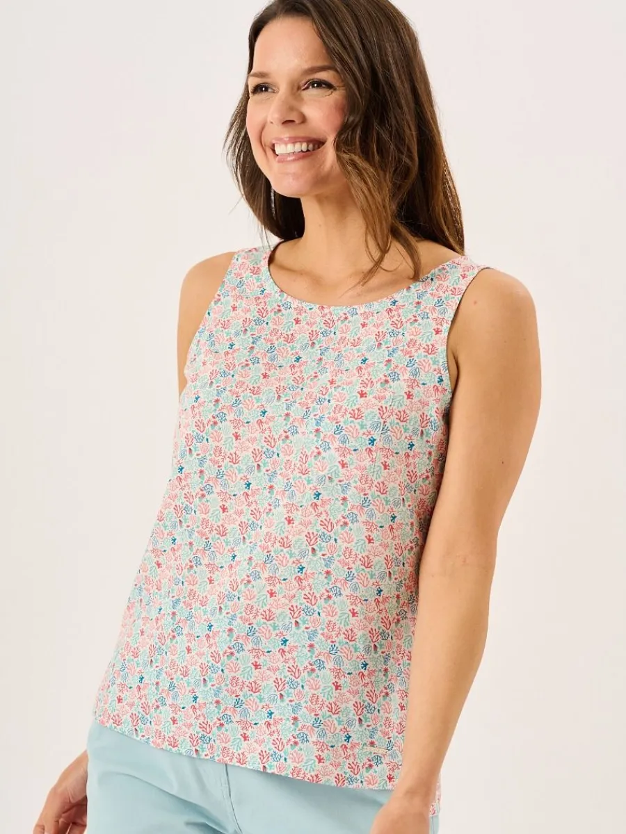 coral_and_teal_nautical_p_3.webp Quba & Co Coral And Teal Nautical Print Sleeveless Vest Top - Elsie Fashion