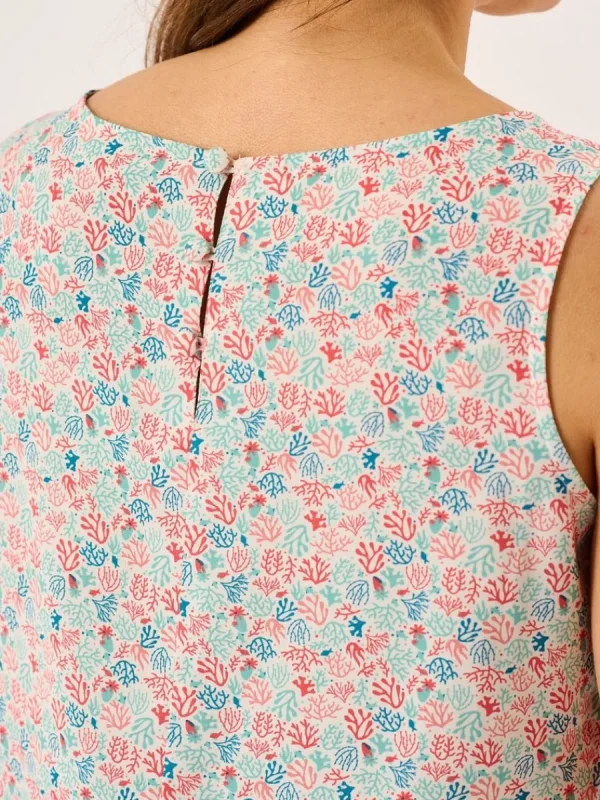 Quba & Co Coral And Teal Nautical Print Sleeveless Vest Top - Elsie Fashion