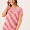 Quba & Co Coral And White Panelled Yarn Dye T-Shirt - Silva Best