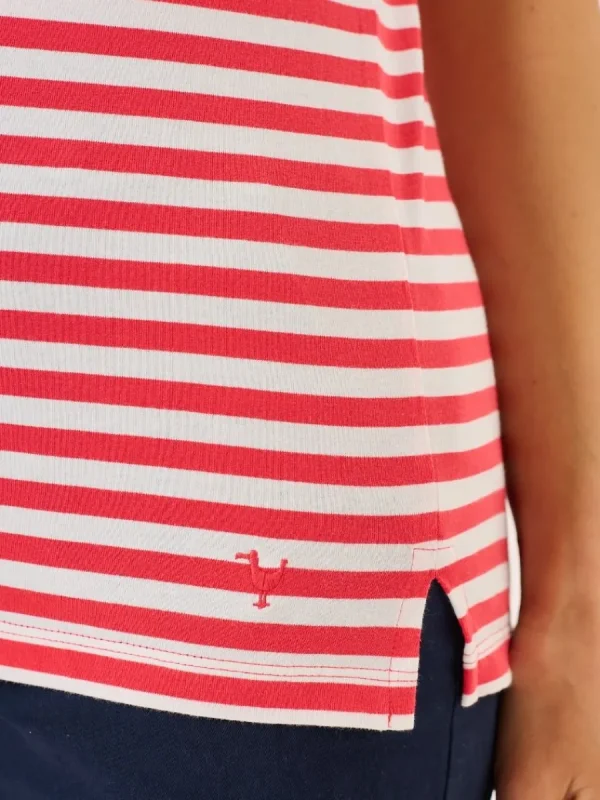 Quba & Co Coral And White Panelled Yarn Dye T-Shirt - Silva Best