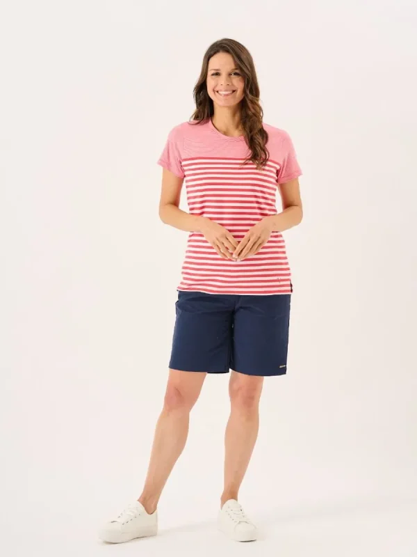 Quba & Co Coral And White Panelled Yarn Dye T-Shirt - Silva Best