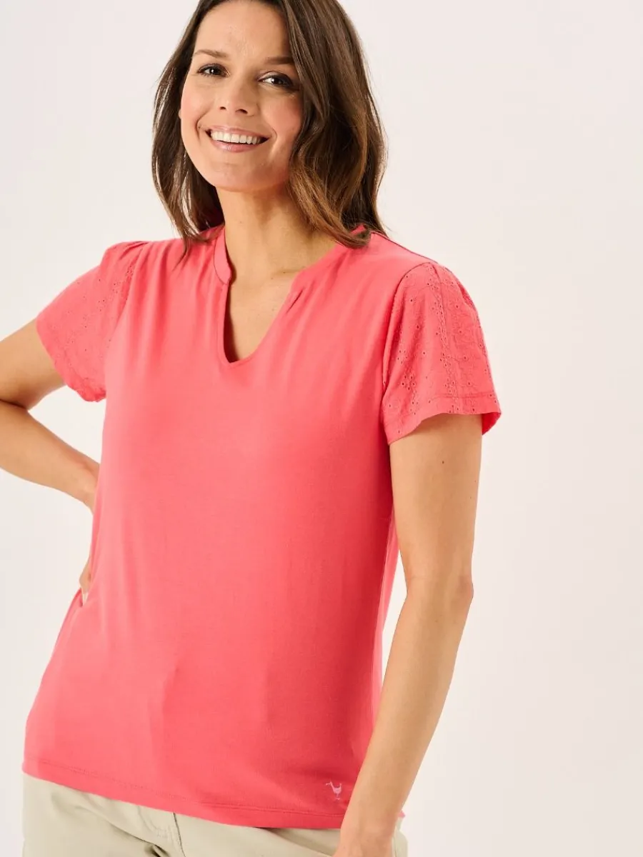coral_short_broderie_slee_0.webp Quba & Co Coral Short Broderie Sleeved T-Shirt - Leela Online