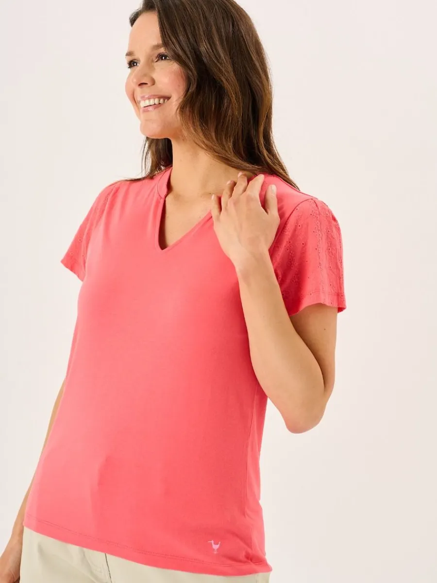 coral_short_broderie_slee_1.webp Quba & Co Coral Short Broderie Sleeved T-Shirt - Leela Online