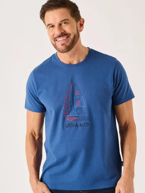 Quba & Co Dark Blue Quba And Co Nautical Design Lifestyle T-Shirt - Cromer Fashion