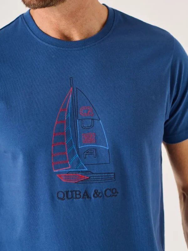 Quba & Co Dark Blue Quba And Co Nautical Design Lifestyle T-Shirt - Cromer Fashion