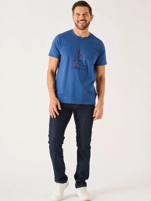 Quba & Co Dark Blue Quba And Co Nautical Design Lifestyle T-Shirt - Cromer Fashion