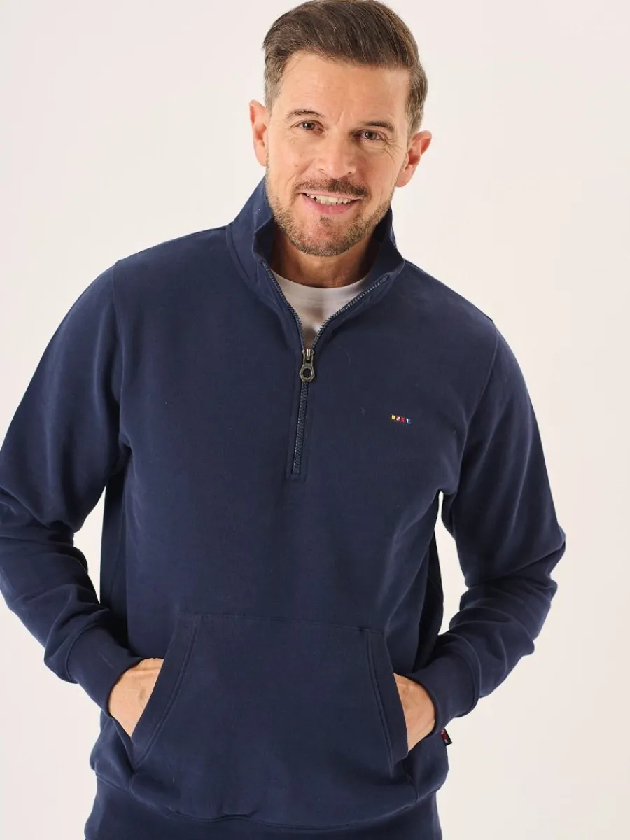dark_navy__zip_sweatshirt_0.webp Quba & Co Dark Navy 1/4 Zip Sweatshirt - Nash New