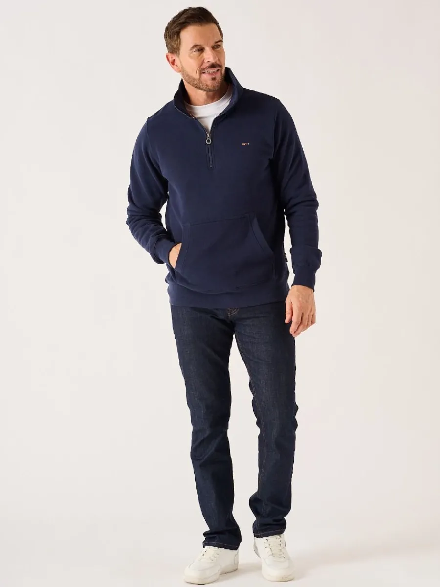 dark_navy__zip_sweatshirt_6.webp Quba & Co Dark Navy 1/4 Zip Sweatshirt - Nash New