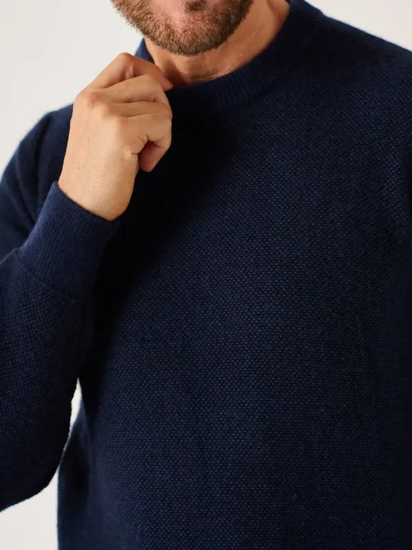 Quba & Co Dark Navy And Blue Lifestyle Merino Rich Jumper - Hampton New