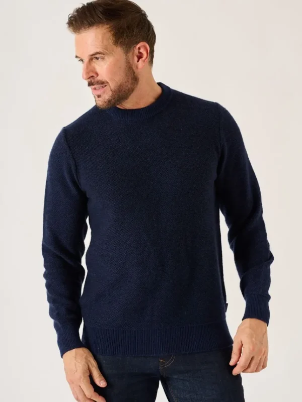 Quba & Co Dark Navy And Blue Lifestyle Merino Rich Jumper - Hampton New