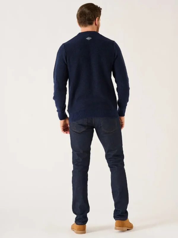 Quba & Co Dark Navy And Blue Lifestyle Merino Rich Jumper - Hampton New