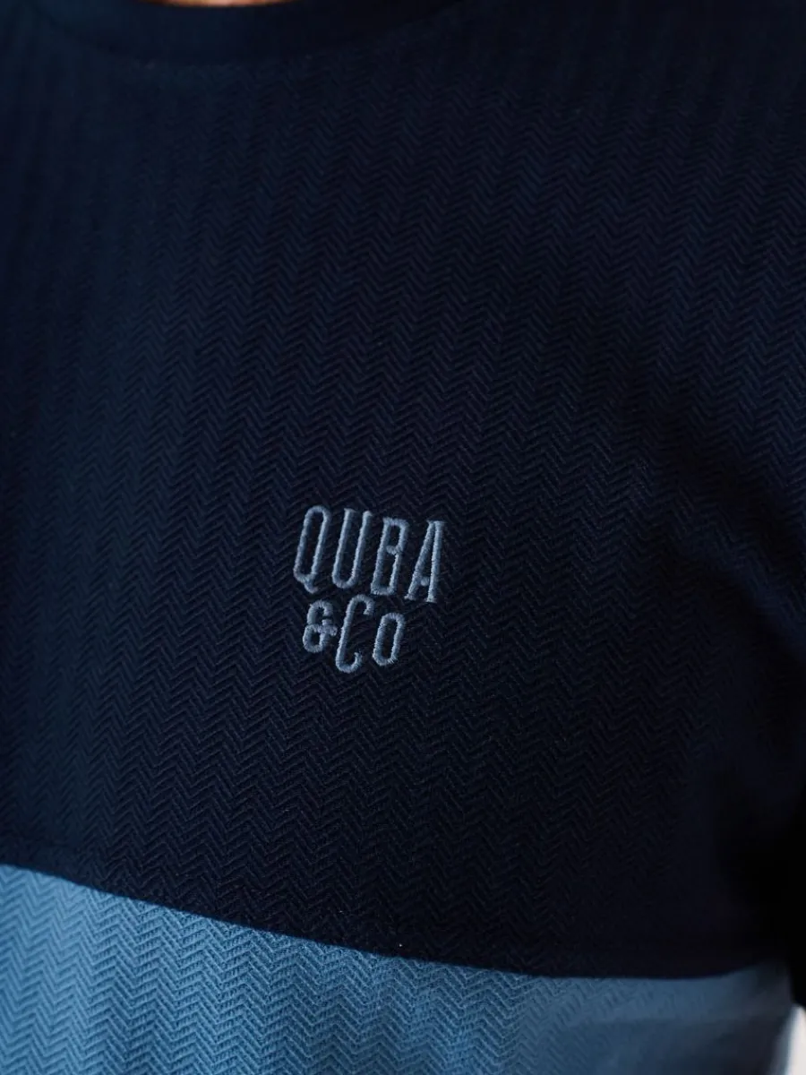 dark_navy_and_blue_textur_1.webp Quba & Co Dark Navy And Blue Textured Lifestyle T-Shirt - Cheston Fashion
