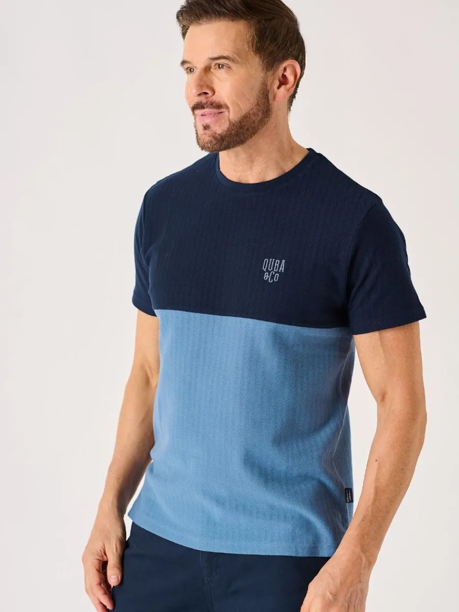 dark_navy_and_blue_textur_2.webp Quba & Co Dark Navy And Blue Textured Lifestyle T-Shirt - Cheston Fashion