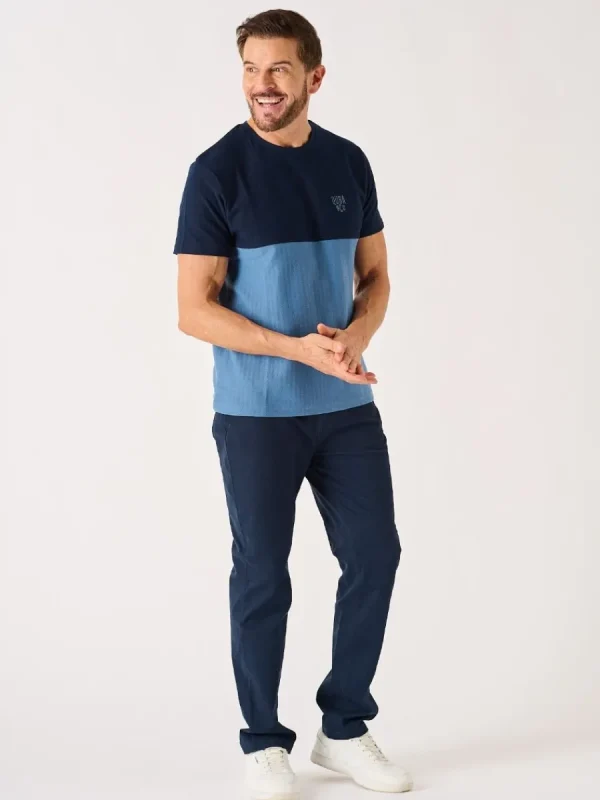 Quba & Co Dark Navy And Blue Textured Lifestyle T-Shirt - Cheston Fashion