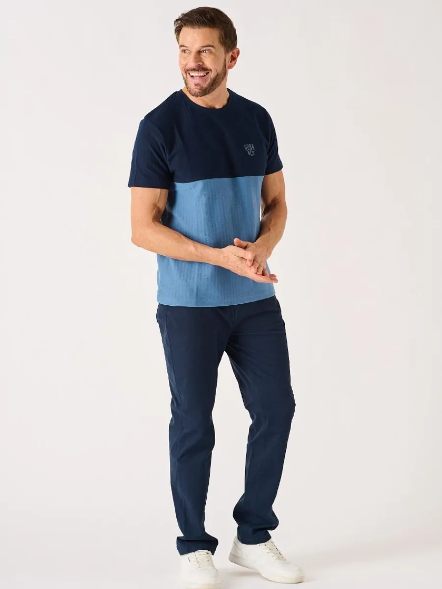 dark_navy_and_blue_textur_3.webp Quba & Co Dark Navy And Blue Textured Lifestyle T-Shirt - Cheston Fashion