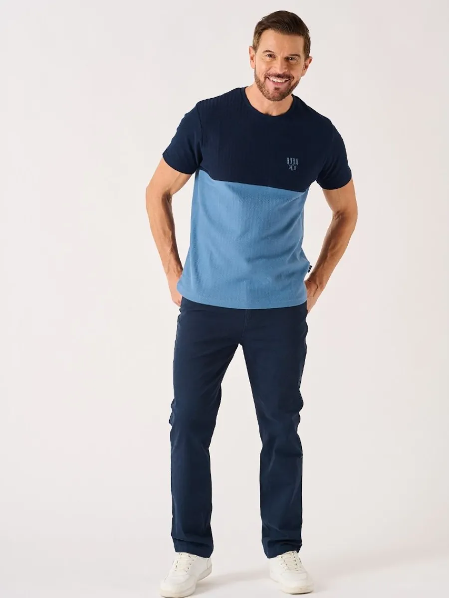 dark_navy_and_blue_textur_4.webp Quba & Co Dark Navy And Blue Textured Lifestyle T-Shirt - Cheston Fashion