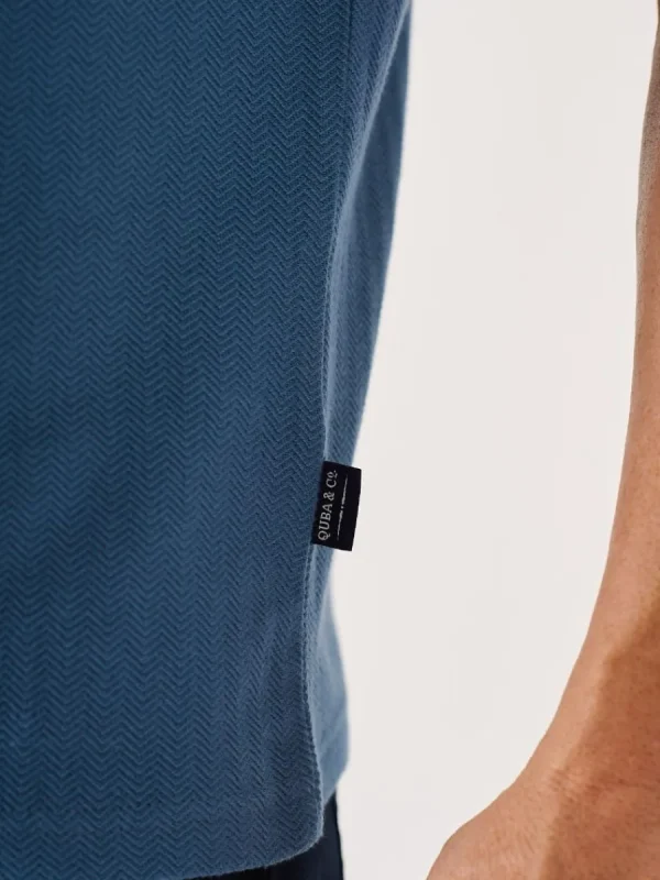 Quba & Co Dark Navy And Blue Textured Lifestyle T-Shirt - Cheston Fashion