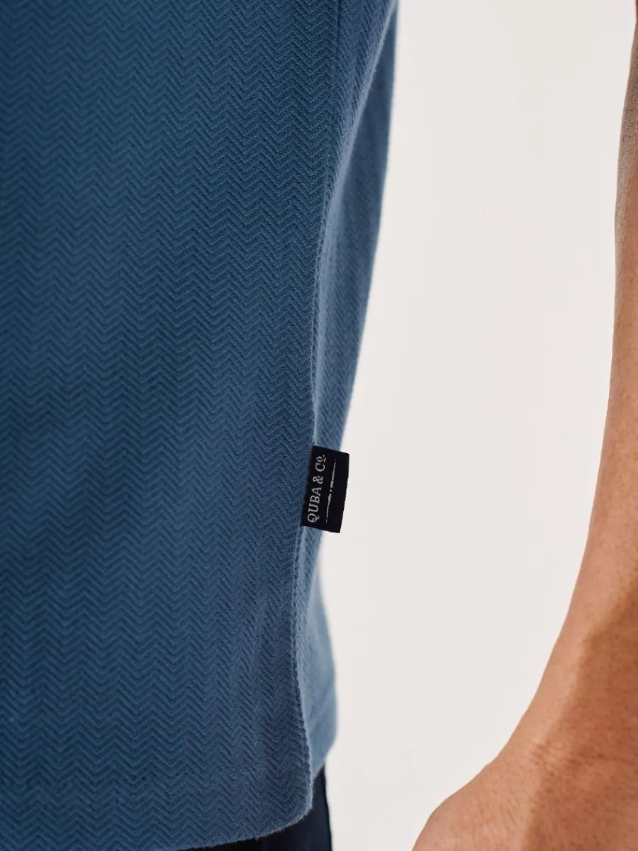 dark_navy_and_blue_textur_6.webp Quba & Co Dark Navy And Blue Textured Lifestyle T-Shirt - Cheston Fashion