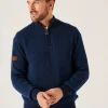 Quba & Co Dark Navy And Blue Twisted Yarn 1/4 Zip Jumper - Forster Clearance