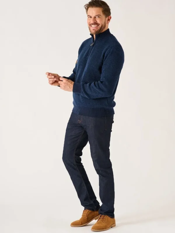 Quba & Co Dark Navy And Blue Twisted Yarn 1/4 Zip Jumper - Forster Clearance