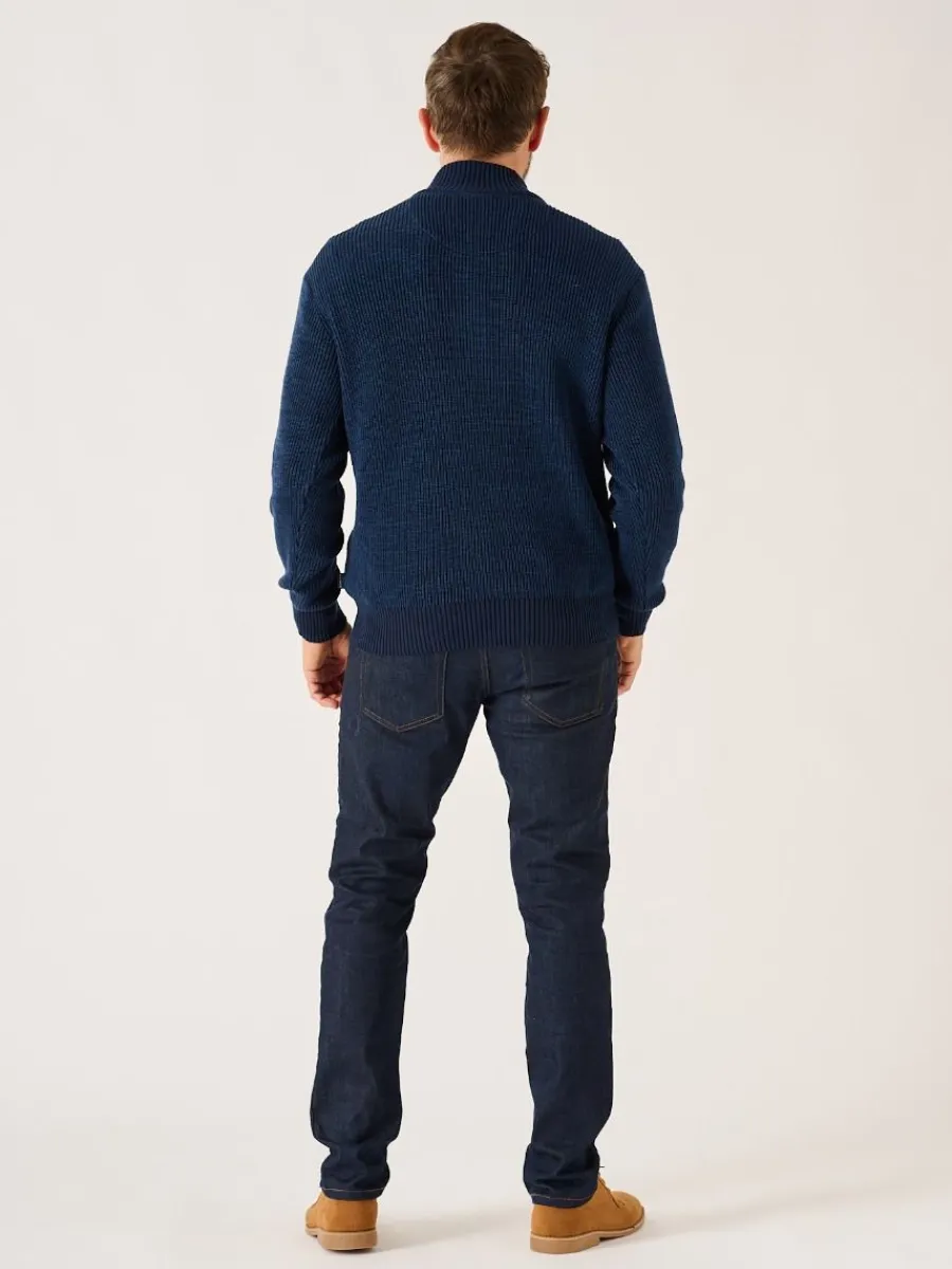 dark_navy_and_blue_twiste_5.webp Quba & Co Dark Navy And Blue Twisted Yarn 1/4 Zip Jumper - Forster Clearance