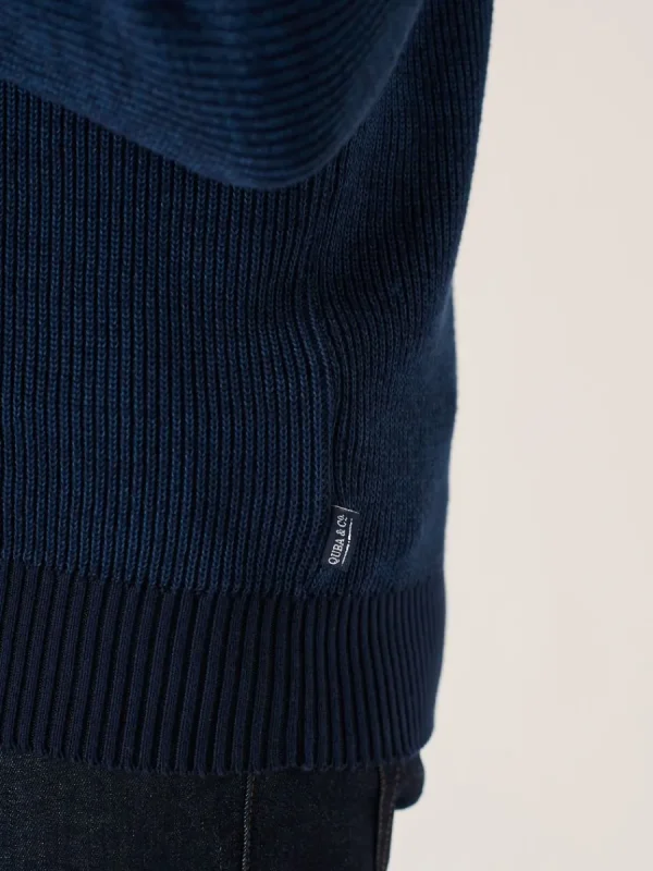Quba & Co Dark Navy And Blue Twisted Yarn 1/4 Zip Jumper - Forster Clearance