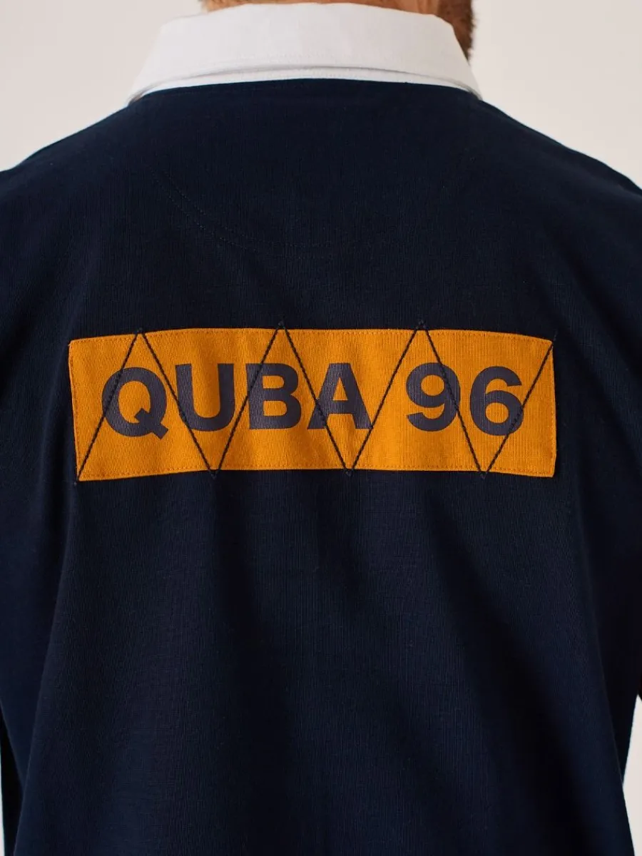 dark_navy_and_ochre_lifes_4.webp Quba & Co Dark Navy And Ochre Lifestyle Quba Rugby Shirt - Artie Clearance