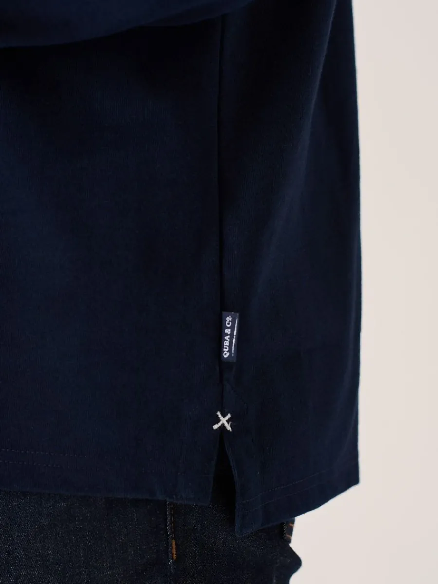 dark_navy_and_ochre_lifes_8.webp Quba & Co Dark Navy And Ochre Lifestyle Quba Rugby Shirt - Artie Clearance