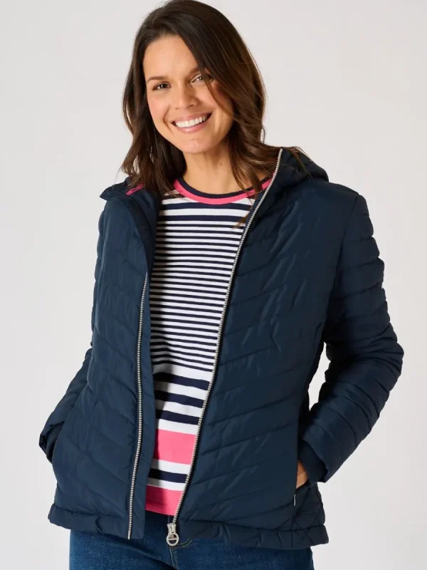 Quba & Co Dark Navy Blue Padded Hooded Jacket - Honey Outlet