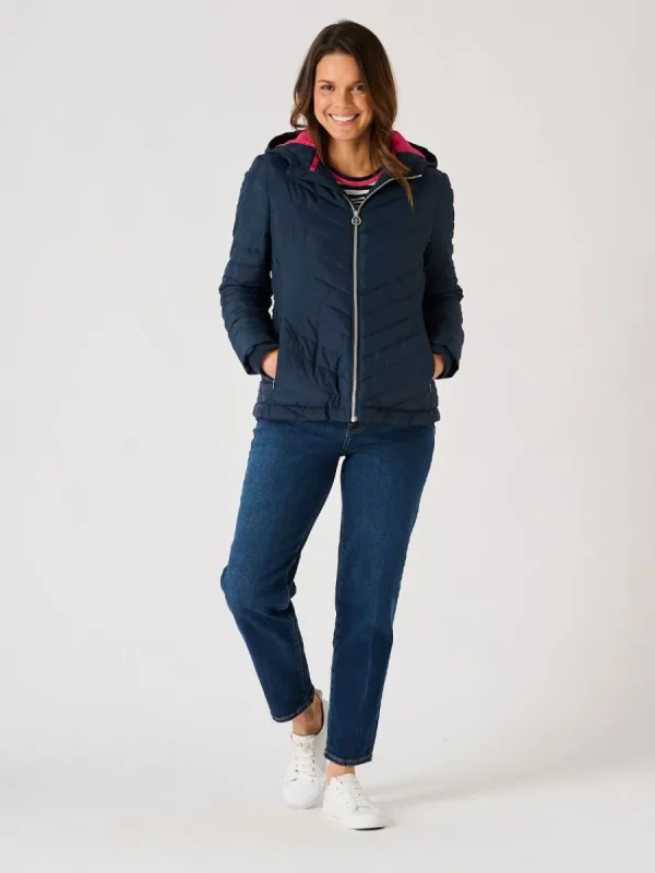 Quba & Co Dark Navy Blue Padded Hooded Jacket - Honey Outlet