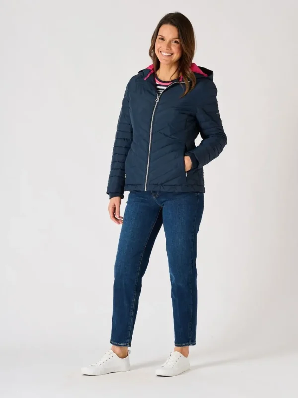 Quba & Co Dark Navy Blue Padded Hooded Jacket - Honey Outlet