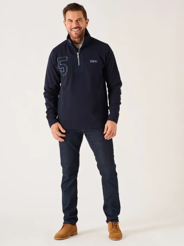 Quba & Co Dark Navy Lifestyle 1/4 Zip Pique Sweatshirt - Wilshire New