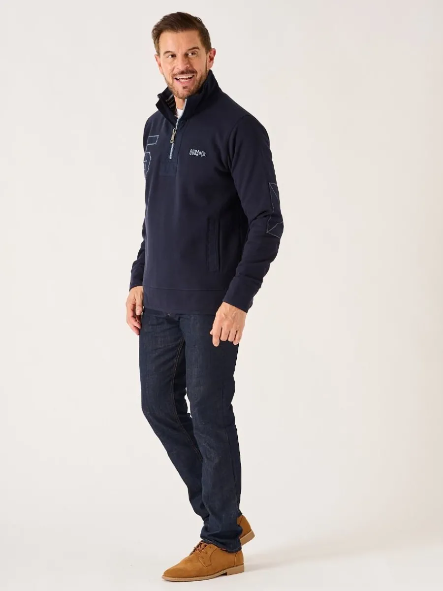 dark_navy_lifestyle__zip__7.webp Quba & Co Dark Navy Lifestyle 1/4 Zip Pique Sweatshirt - Wilshire New