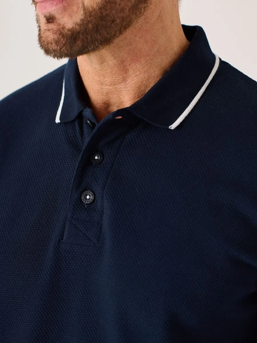 dark_navy_lifestyle_textu_1.webp Quba & Co Dark Navy Lifestyle Textured Polo Shirt - Hawker Online