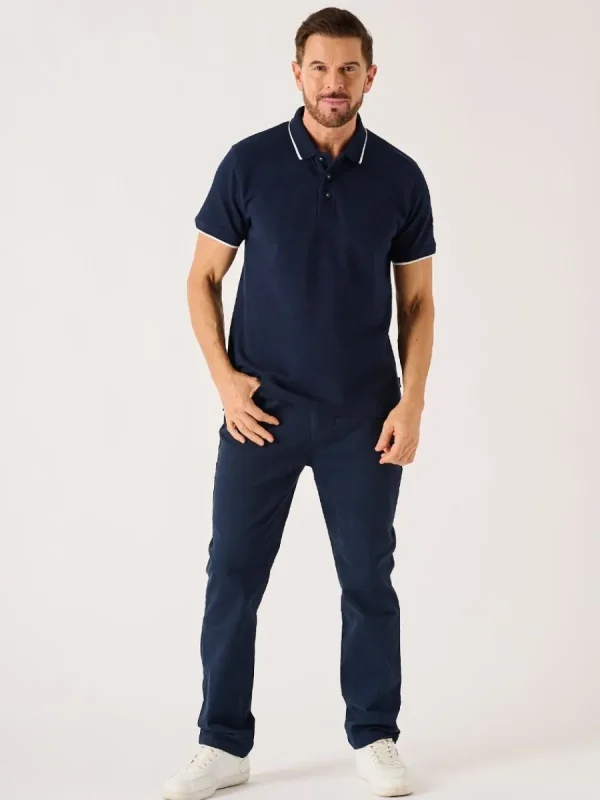 Quba & Co Dark Navy Lifestyle Textured Polo Shirt - Hawker Online