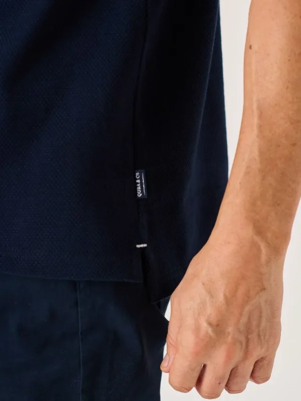 Quba & Co Dark Navy Lifestyle Textured Polo Shirt - Hawker Online