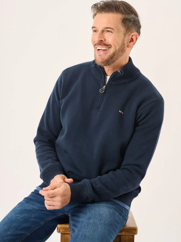 Quba & Co Dark Navy Lifestyle Windproof Zip Neck Jumper - Koltson Online