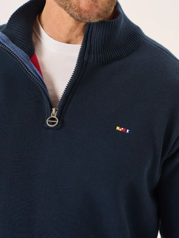 Quba & Co Dark Navy Lifestyle Windproof Zip Neck Jumper - Koltson Online