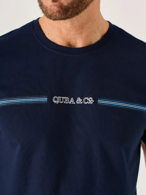Quba & Co Dark Navy Quba And Co Logo Lifestyle T-Shirt - Mastern Clearance