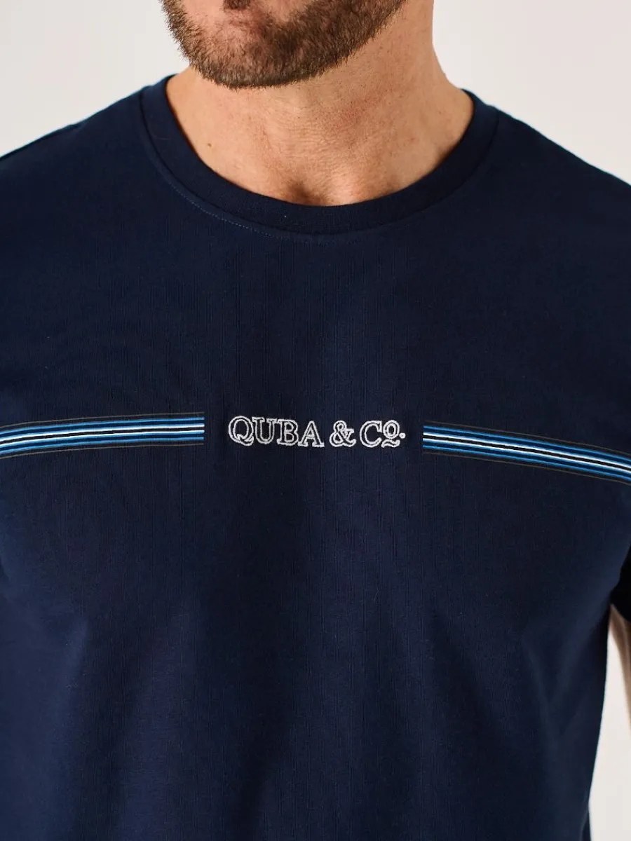 dark_navy_quba_and_co_log_1.webp Quba & Co Dark Navy Quba And Co Logo Lifestyle T-Shirt - Mastern Clearance